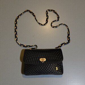 Vintage Bally Quilted Leather Chain Shoulder Bag | Black